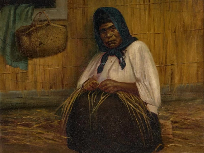 1864-Clas Edvard Friström - Donna Maori che tesse